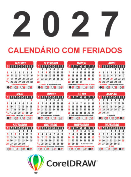 Calendário 2027 CDR para Imprimir 100% Editável em Vetor