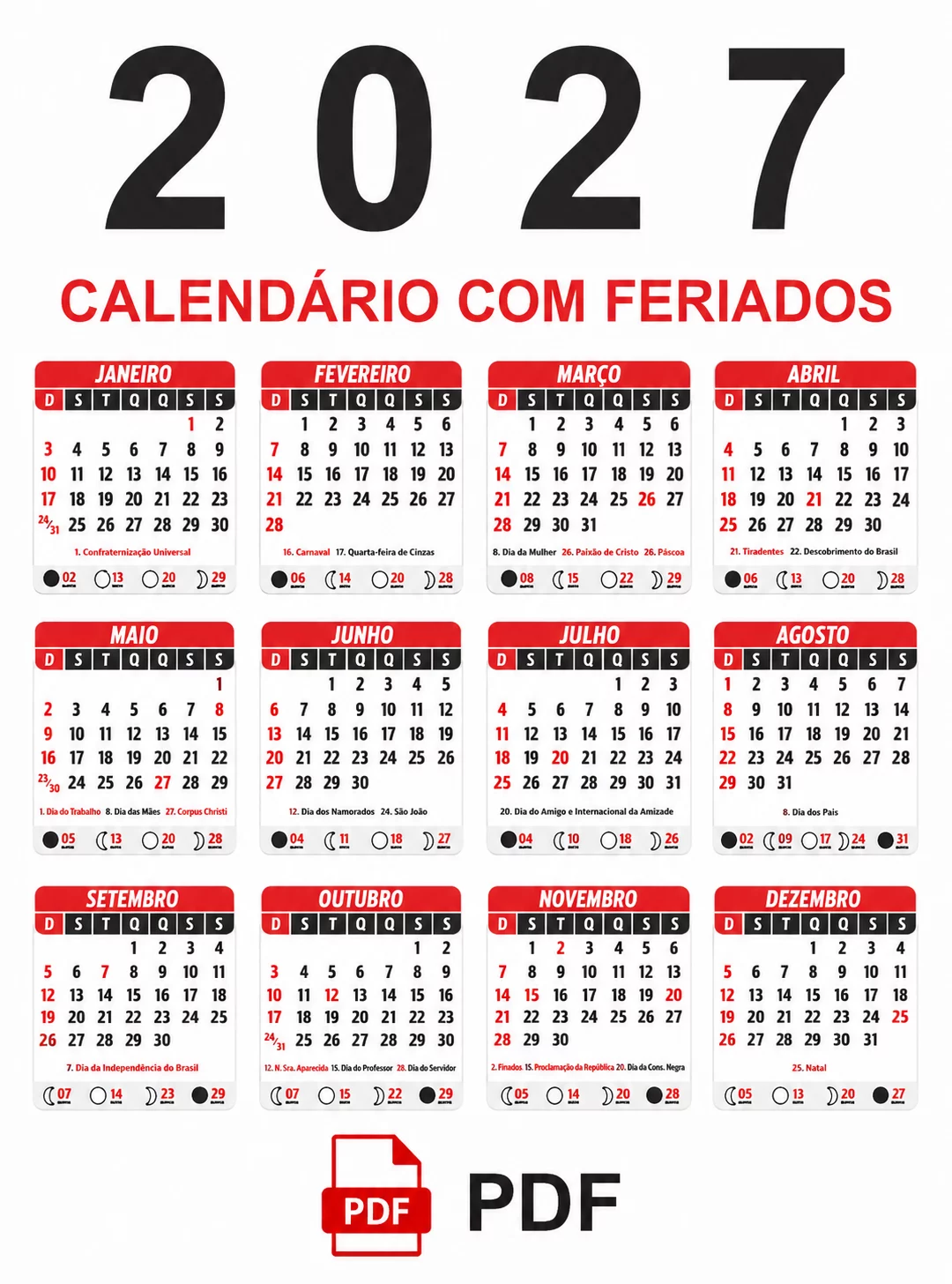 Calendário 2027 PDF Download