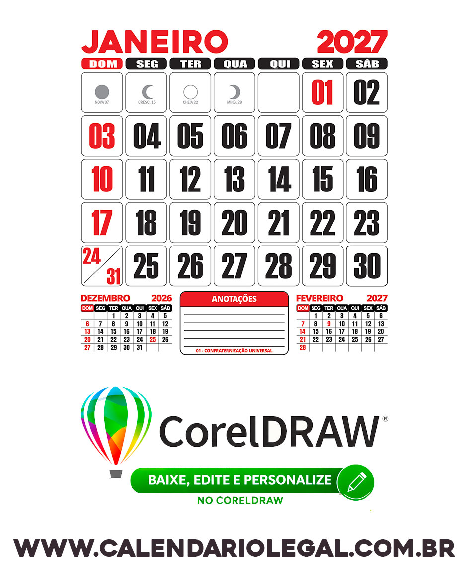 Calendário 2027 Parede