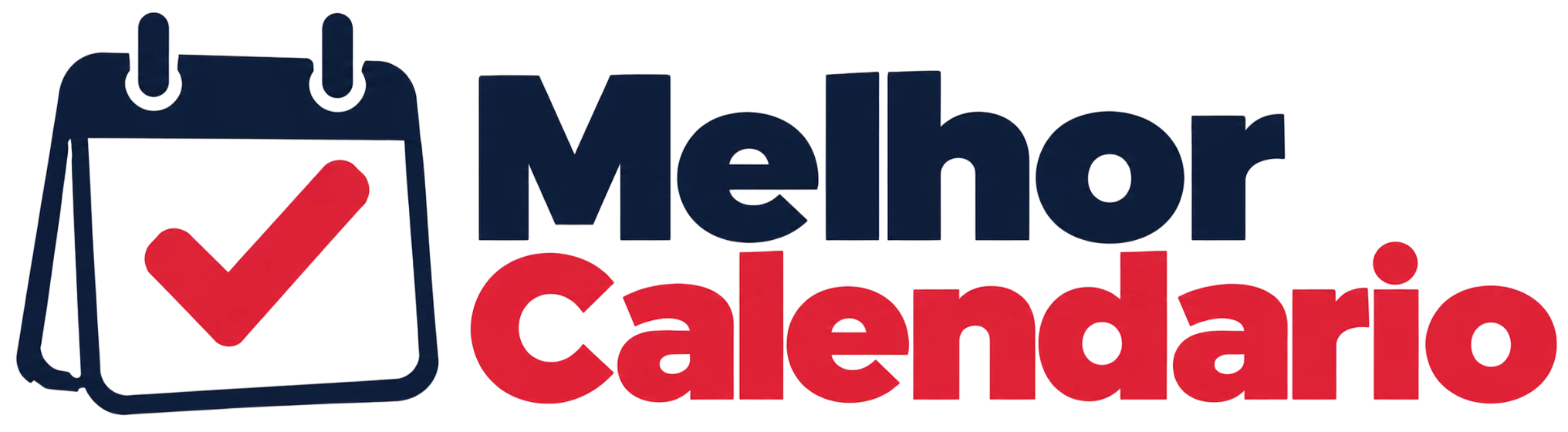 Logo Melhor Calendário: ícone de folhinha com check vermelho e o nome Melhor Calendário